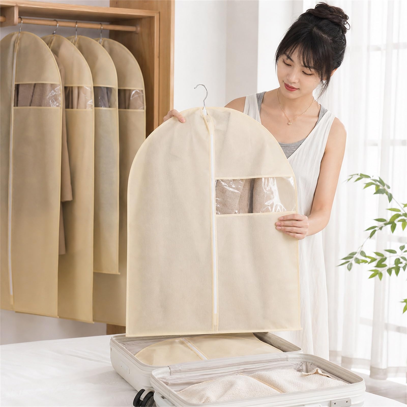 Kleider Staubbeutel,Kleiderhülle,Durchscheinende Kleiderschutz Hülles,Staubdicht,Atmungsaktiv,Feuchtigkeitsbeständig,für Anzüge,Kleider,Mäntel,Jacken,Hemden,Pullover und Übermäntel