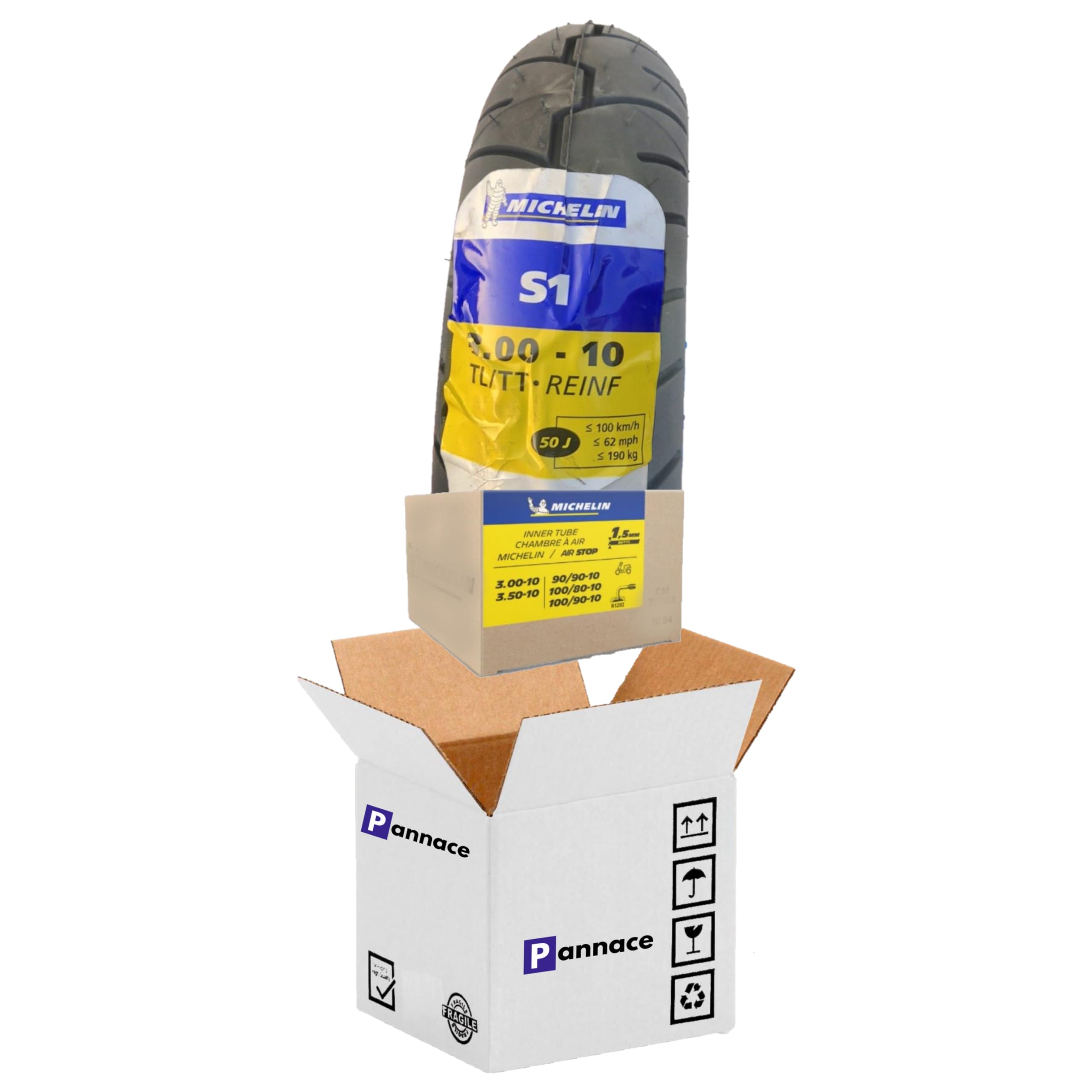 S1 Pneumatico 3.50-10 59J con Camera D'aria VALVOLA CURVA - REINF TL/T APPLICAZIONI PX 125 150 200 / TL - (Tubeless Tyre) (1)