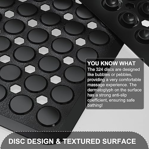 Miniatura 9 de Tapete de baño para bañera y ducha, tapete de baño suave antideslizante con ventosas y agujeros de drenaje, lavable a máquina, tapete de baño para