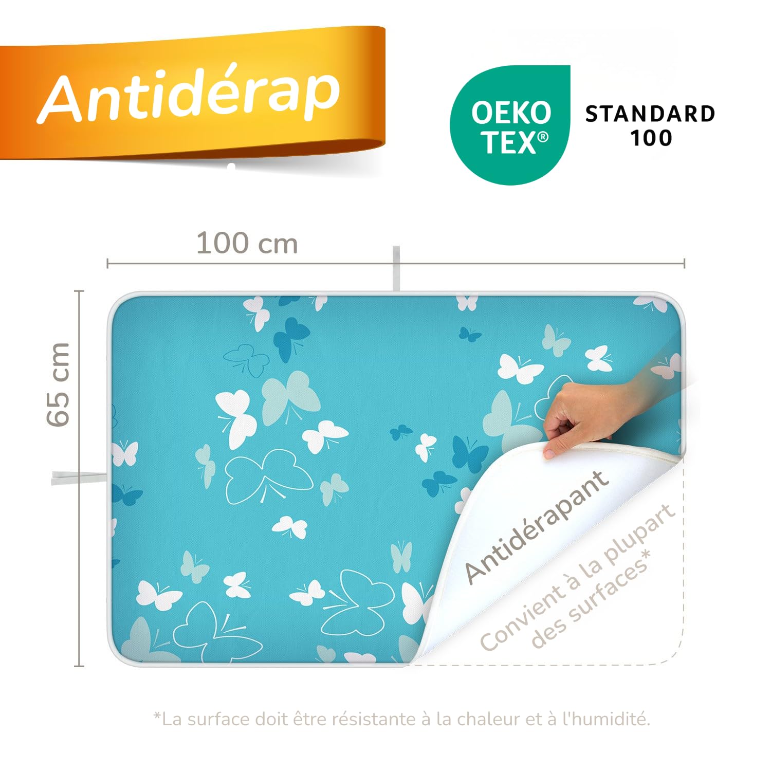 Tapis De Repassage Pliant Portable 70x40cm Vert - Nappe Antidérapante Pour Voyage Et Petit Espace