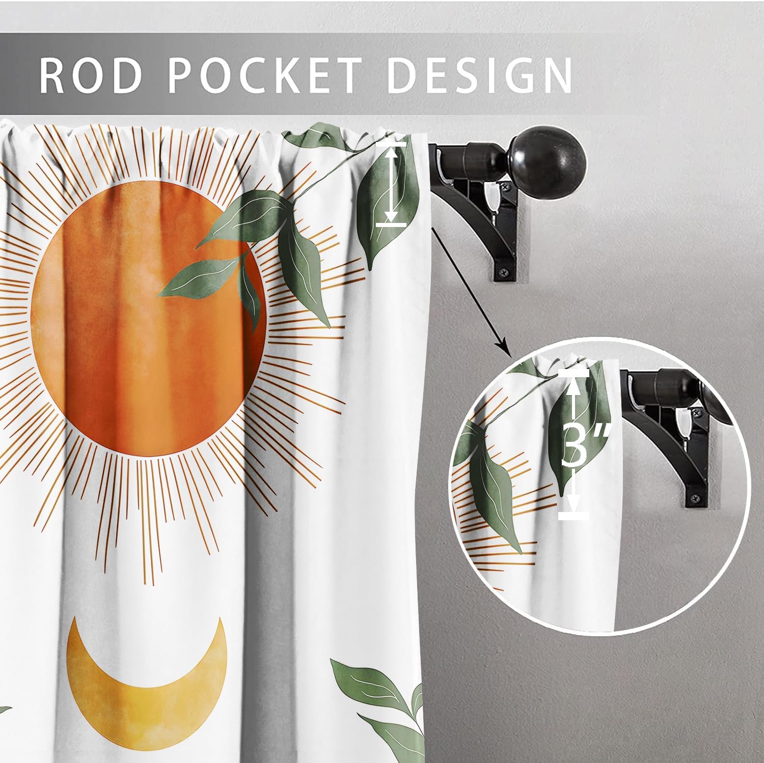 SongYi Boho Short Curtains for Windows, Blackout Thermal Small Window Curtains for Kitchen Cafe Bedroom Bathroom, Abstract Orange Aesthetic Spring Summer Rod Pocket Curtains 2 Panel Set, 30""x30""