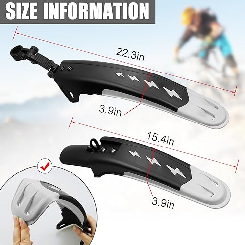 Miniatura 3 de MAKELEN Bike Fender Set Mudguard Set Front and Rear 2 Parts-Universal Full Cover Thicken Widen Bicycle Adjustable Bike Fender Mud Guard Mudflap for