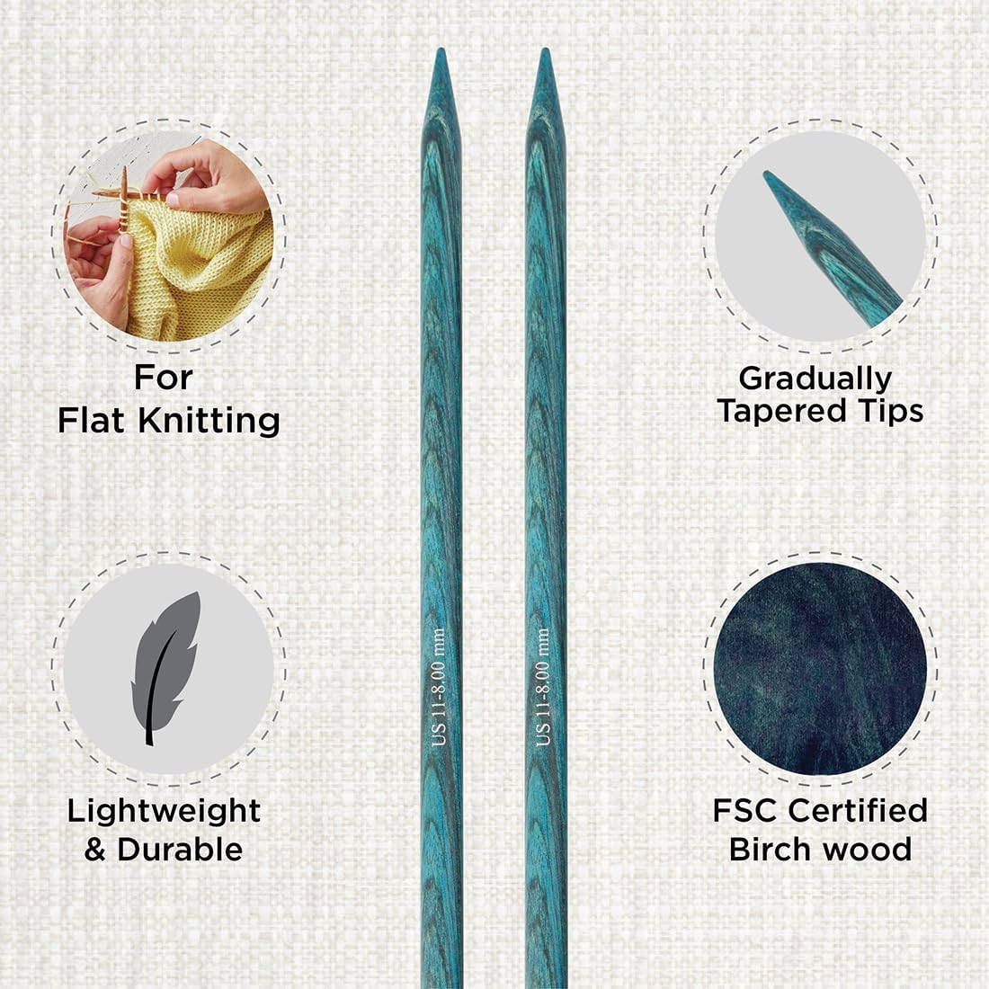 KnitPro Dreamz Deluxe Single Pointed Needle Set 12" (30cm) | 8 US Sizes (4 to 11)