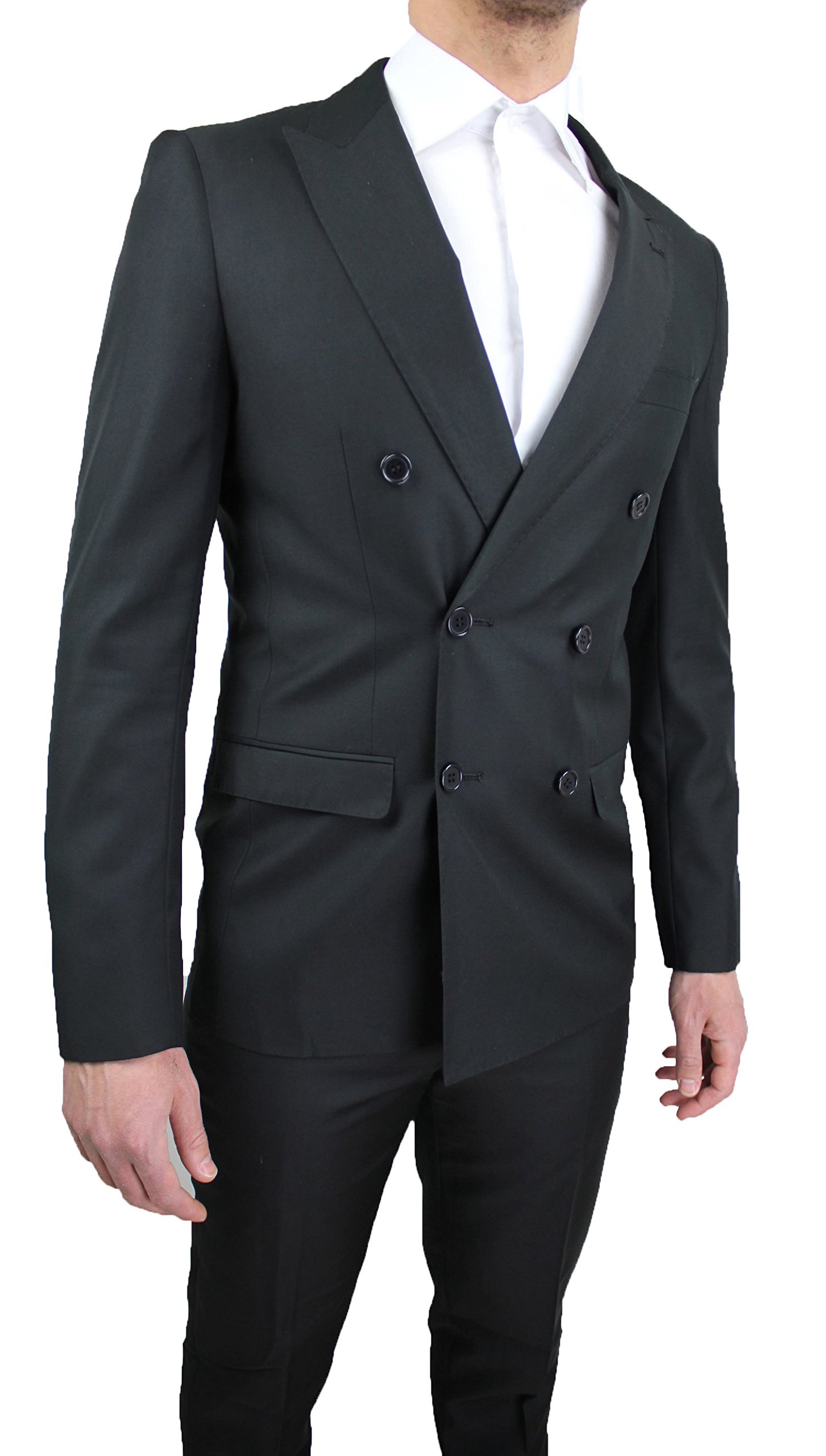 Abito Doppio Petto Cerimonia Uomo Sartoriale Completo Nero Doppio Petto Smoking