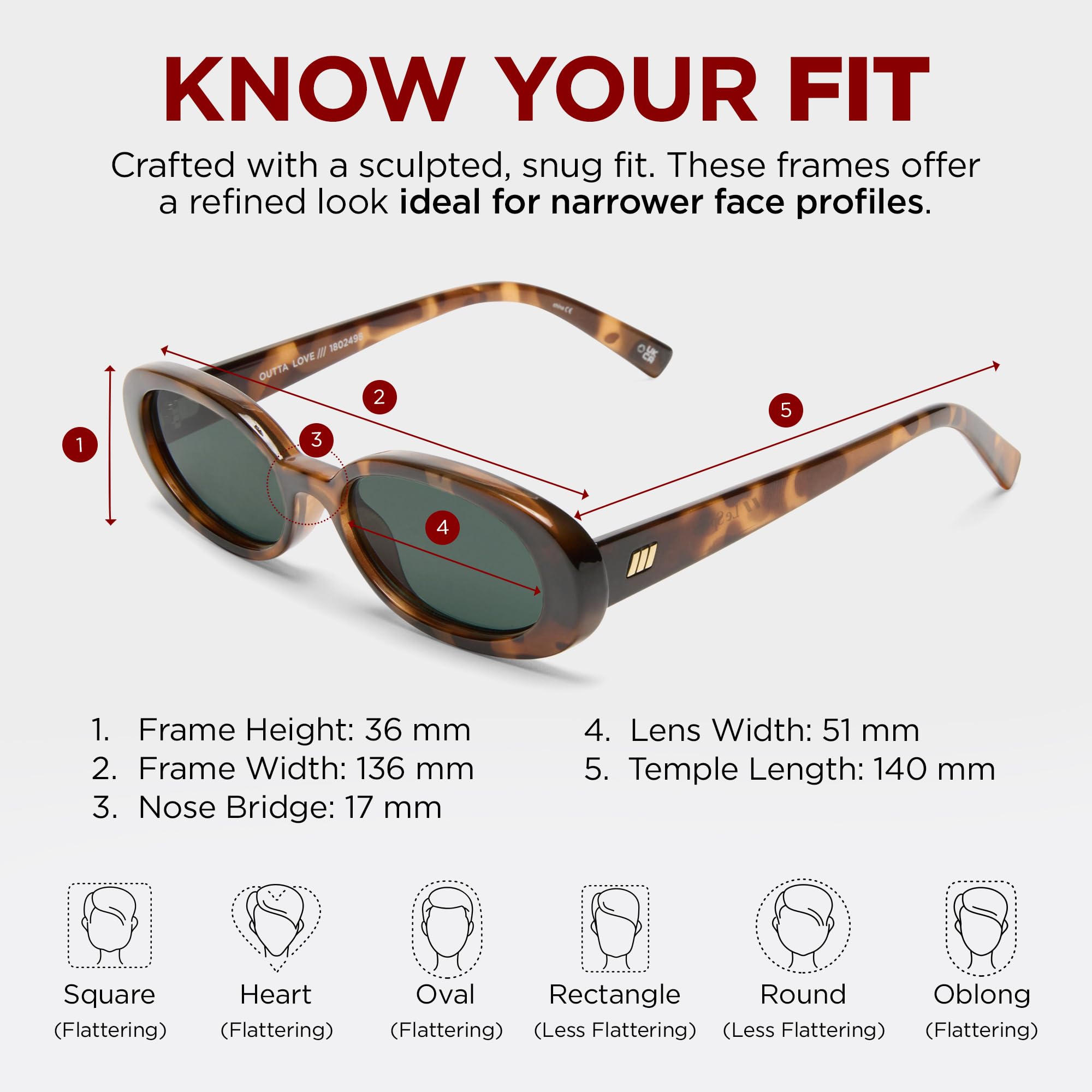 Le Specs OUTTA LOVE - Gafas de sol para mujer, forma ovalada, con alta protección UV