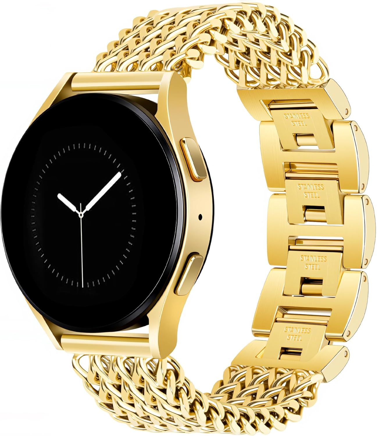 JR.DM Starlight Metal Watch Band Women 20mm Dressy Strap Stainless Steel Chain Bracelet Compatible with Samsung Galaxy Watch 7/6/5/4/Active 2/4 6 Classic/5 Pro/FE 40mm 42mm 43mm 44mm 45mm 46mm 47mm