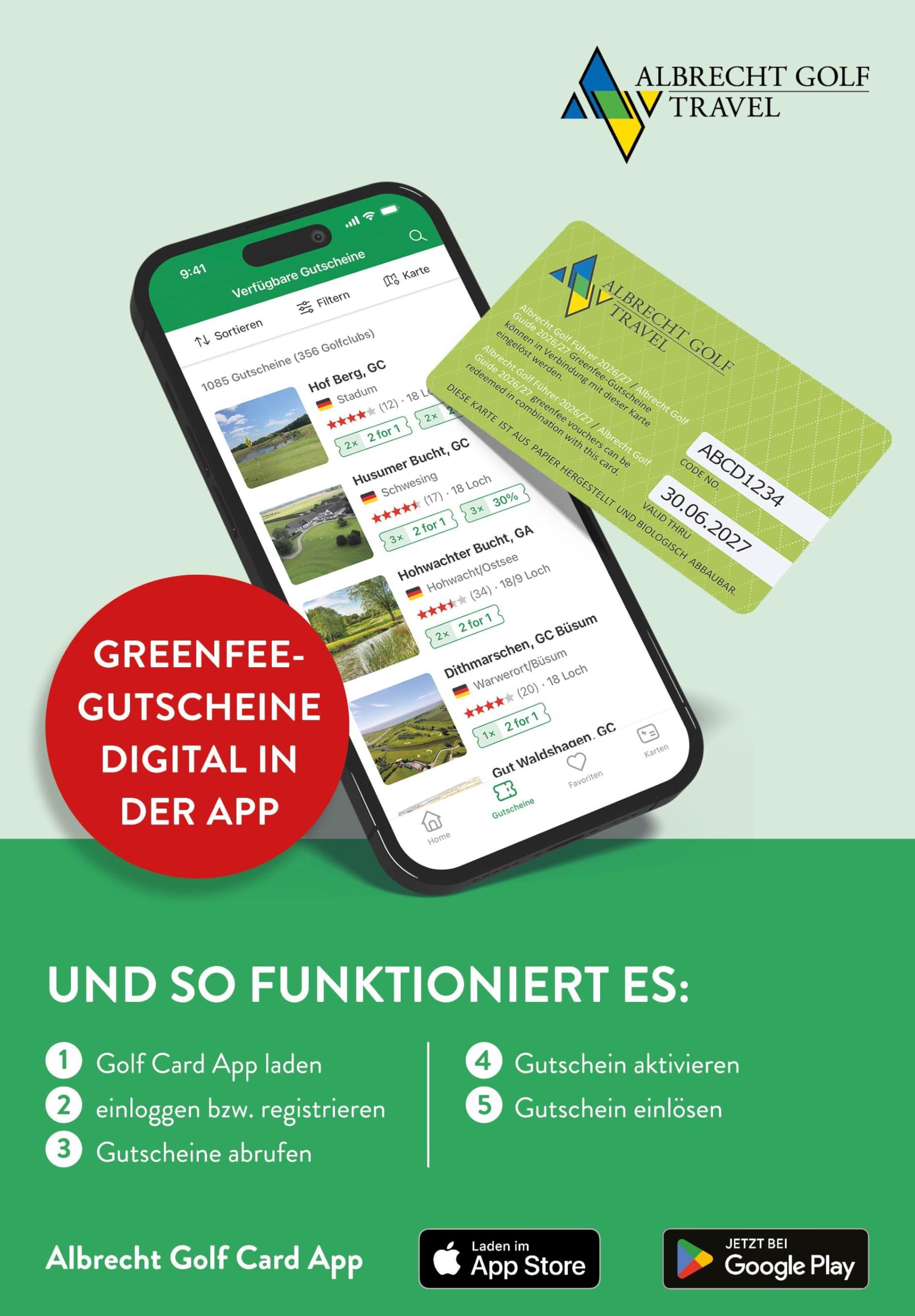 Albrecht Golf Führer Deutschland 26/27 inklusive Greenfee Gutscheinen
