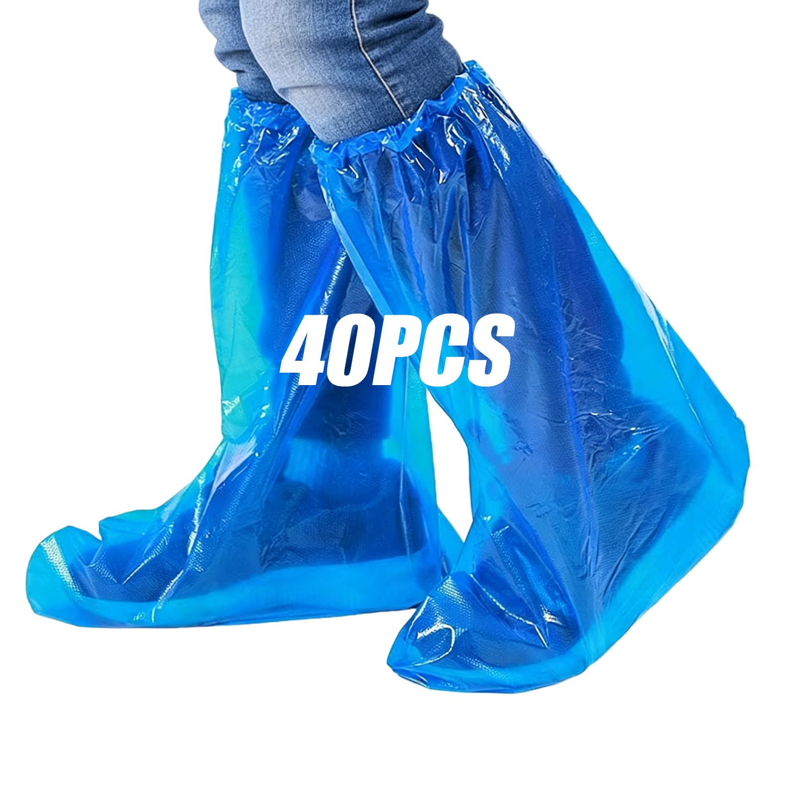 Surchaussures Jetables 40 Pièces, Couvre-Chaussures Imperméable Avec Élastique, Protège-Chaussures Antidérapantes Pour Outdoor, Camping et Voyage, Bleu, 38x50 cm