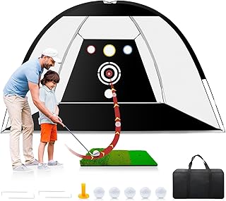 Red de práctica de golf, color blanco y negro