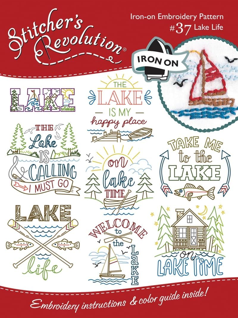 Stitcher's Revolution Lake Life Stitcher~'s Revolution Iron on transfers for Embroidery, White