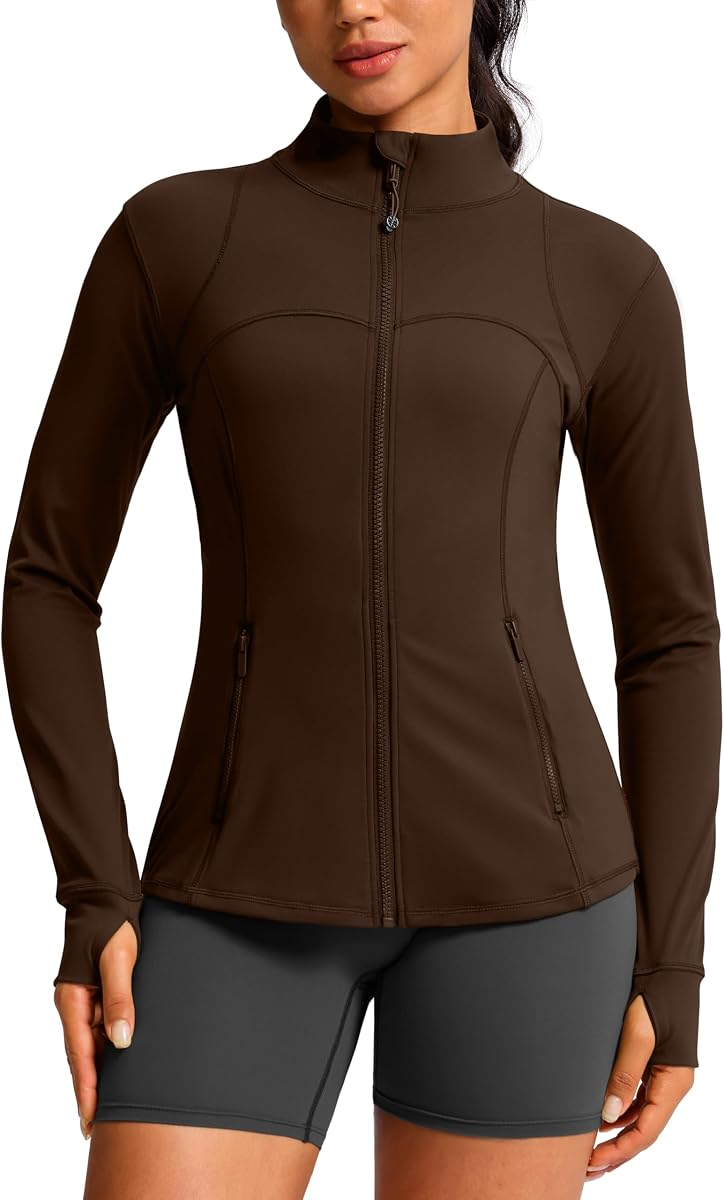 Workout Jackets for Woman Hip-Length Slim Fit Zip Up 4 Pockets Athletic Jacket Spring Gym Running Clothes