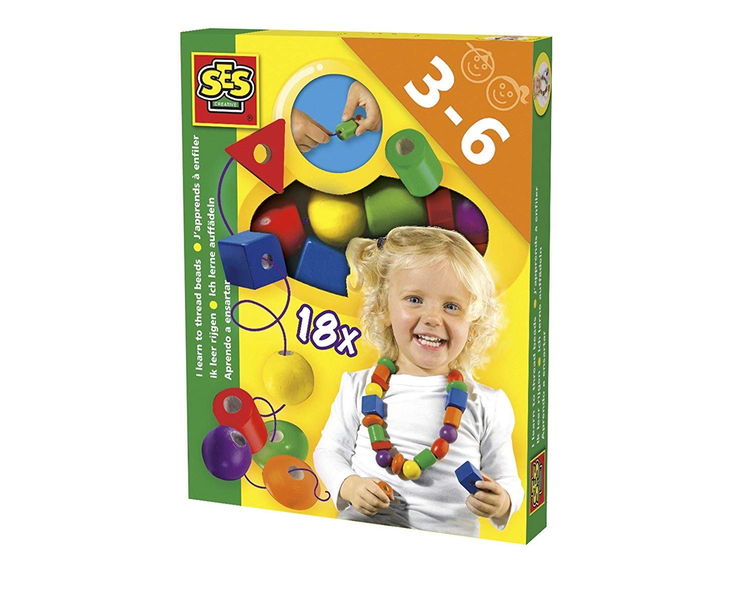 SES Creative 14808 Children's I Learn to Thread Beads, Blue