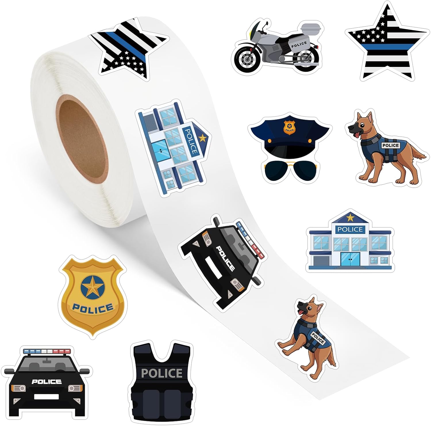 Amazon.com: 500 Pcs Police Stickers Roll Law Enforcement Themed Designs ...