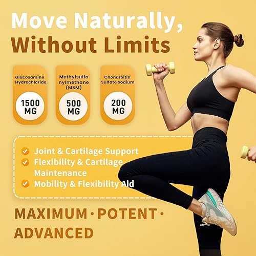 Miniatura 4 de Glucosamina, condroitina MSM + colágeno, suplemento de apoyo articular extra fuerte con mezcla de enzimas para absorción, flexibilidad, movilidad y