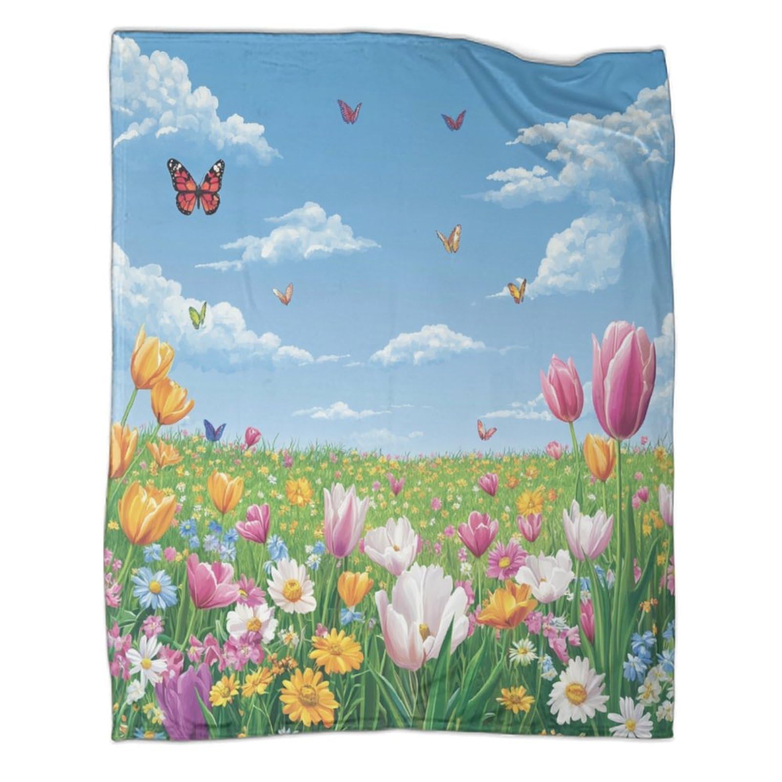 Couverture en flanelle fleurs 127x152 cm pour canapé