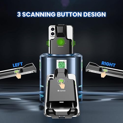 Miniatura 7 de Eyoyo Escáner de código de barras de teléfono con clip trasero Bluetooth, lector de código de barras inalámbrico QR 1D 2D con batería recargable de
