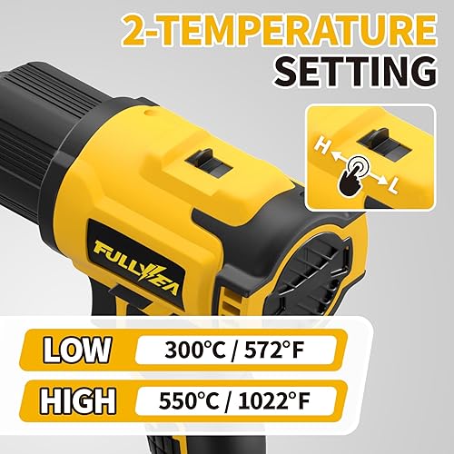 Miniatura 10 de Pistola de calor inalámbrica, calentamiento rápido máximo de 1022 °F (1,022.0 °F), kit de pistola de aire caliente ligera con baterías de 2 x 4.0 Ah