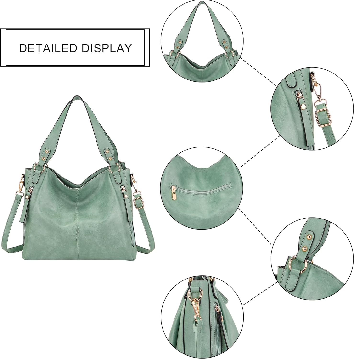 Women's Hobo Handbags Crossbody Bags Ladies Tote Shoulder Bags Purses and Wallet Set 2pcs
