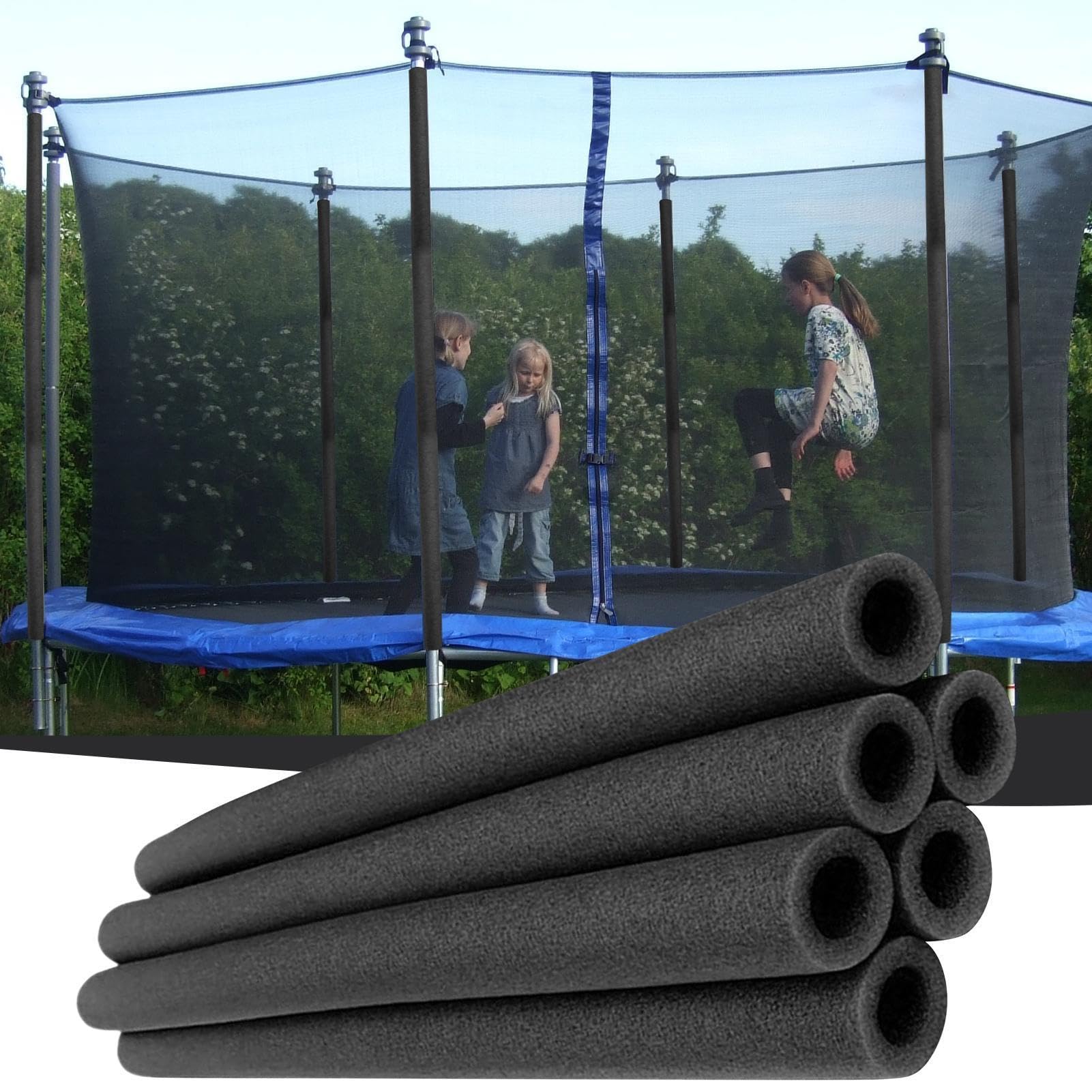 6 Tubi in Schiuma per Trampolino Manicotti in Schiuma per Pali del Trampolino Protezione per Aste di Trampolinos, Copertura in Gommapiuma per Aste per attività E Bambini,88cm