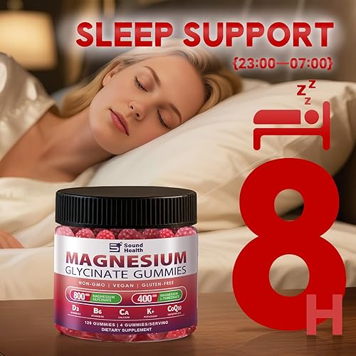 Miniatura 6 de Gomitas de glicinato de magnesio, sin azúcar con L-treonato de magnesio, suplemento de magnesio, gomitas de magnesio de alta absorción, 120