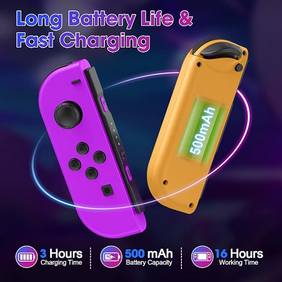 LNLBADNZ Replacement for Nintendo Switch Controller, Left and Right Switch Wireless Controllers Compatible with Switch/Lite/OLED, Support Motion Control/Wake-up/Dual Vibration (P-O)