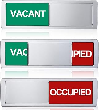Sintuff 3 Pcs Privacy Sign Vacant Occupied Sign for Home Bathroom Easy to Flip Occupied Tip for Office Door Magnetic Non Scratch Slider Door Indicator Tells Restroom Conference Hospital 7 x 2 Silver