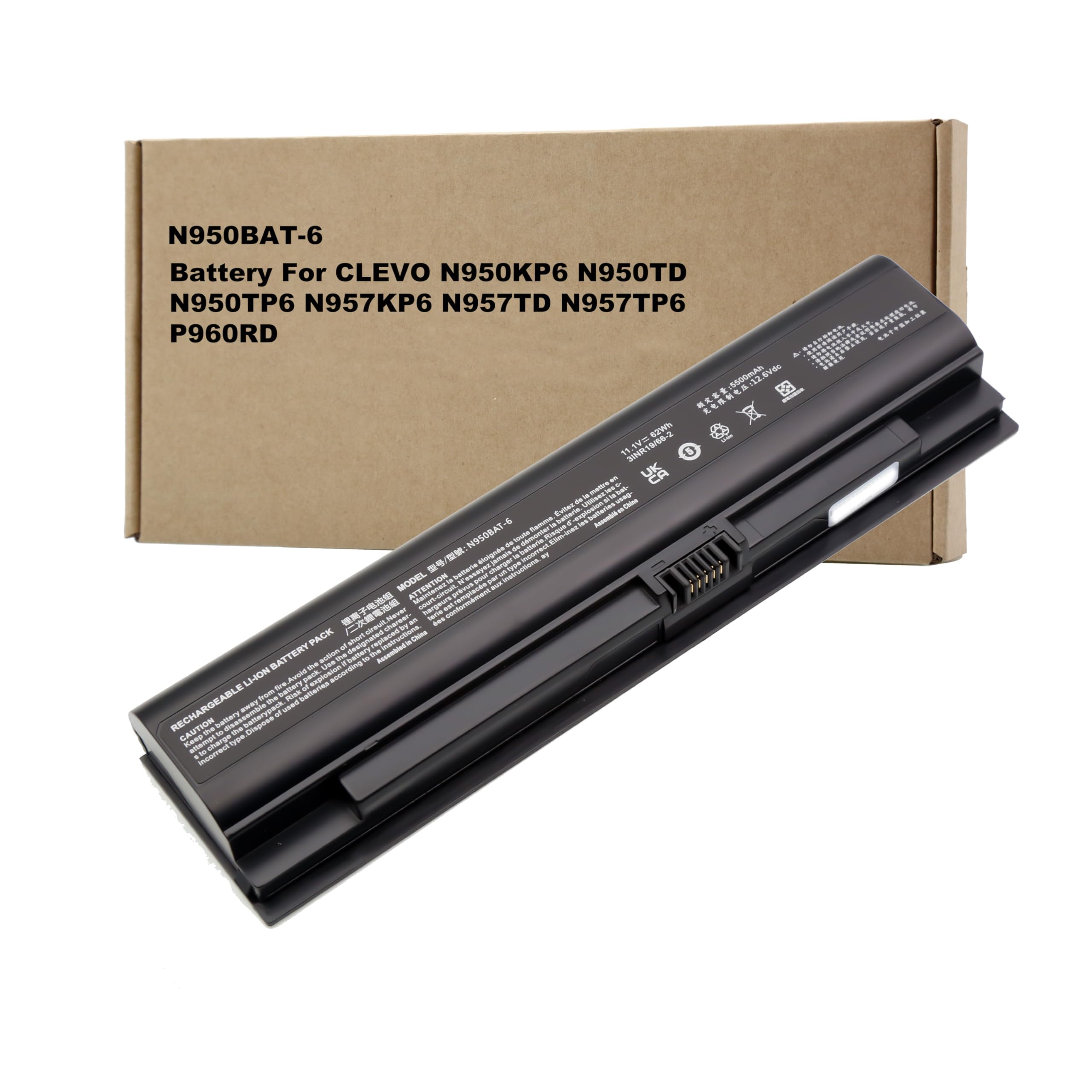BLESYS N950BAT-6 - Batteria per laptop Clevo N950KP6 N950TD N950TP6 N957KP6 N957TD N957TP6 P960RD; per Hasee ZX7-CP5S2 ZX7-CP7S2 TX7 TX8 TX9 KP2 KP2 KP2 11111 ,1 V/62 WH