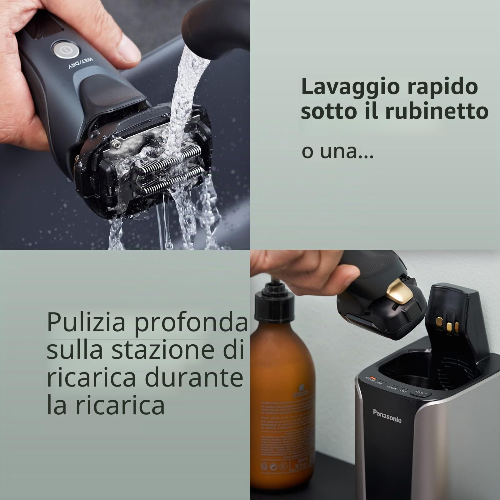 Panasonic ES-LV97 - Rasoio elettrico ricaricabile a 5 lame con supporto per pulizia e ricarica (spina da bagno a 2 pin Regno Unito)