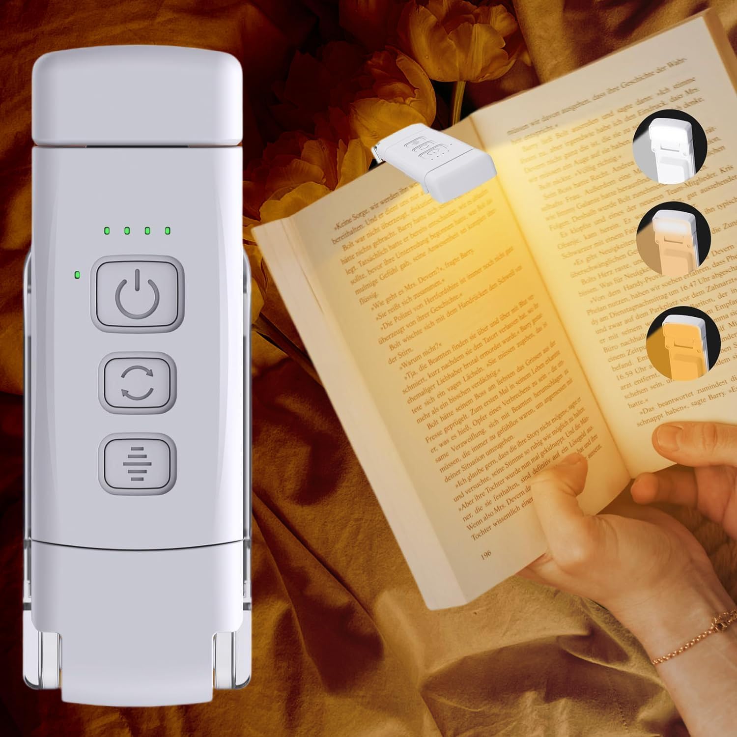 Exrp Reading Light, Book Lights for Reading in Bed, Rechargeable Reading Lamp with 2 Timing Modes, 3 Color Modes & 5 Brightness Dimmable, Great Gifts for Kids, Nighttime Readers, AND-55