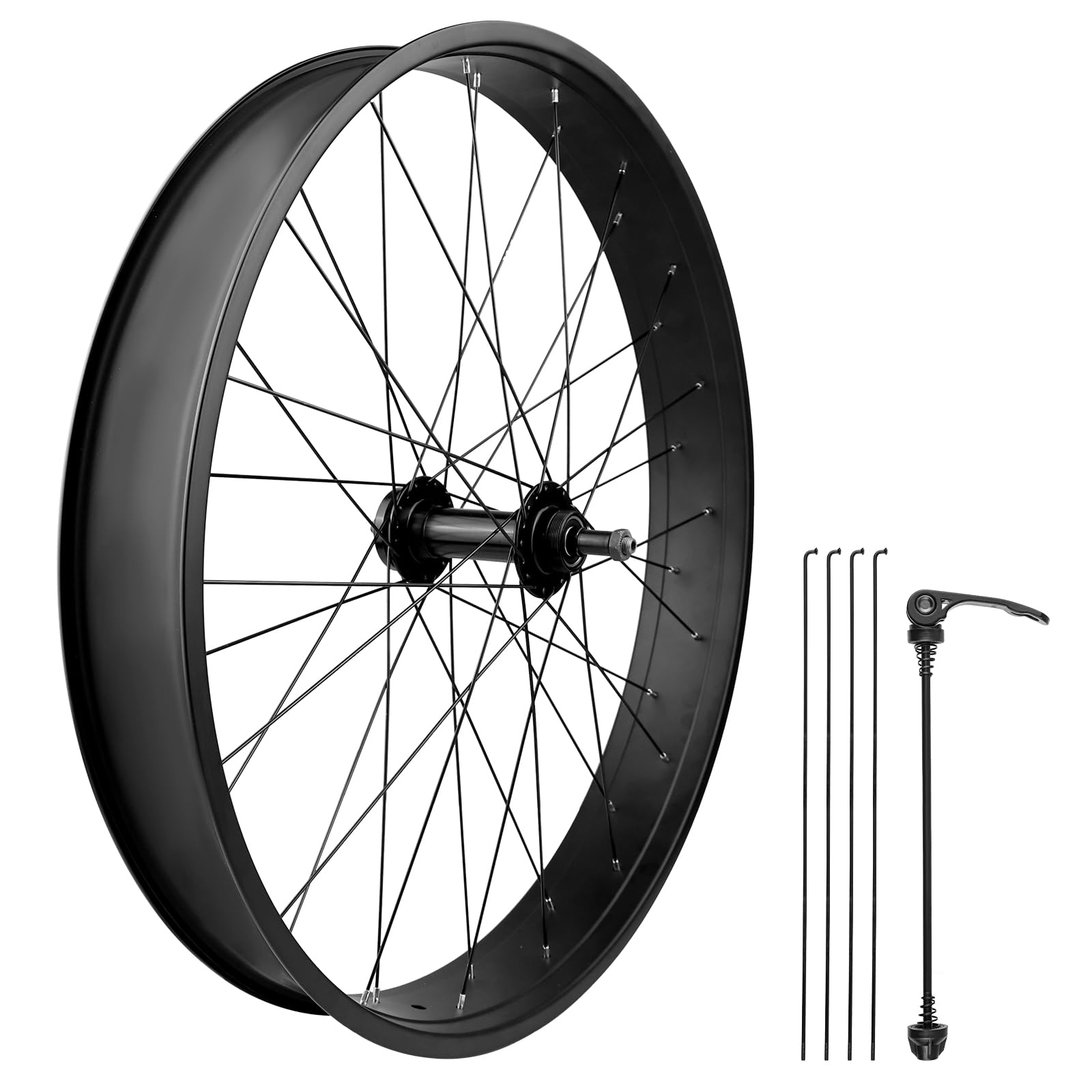 WEEROCK 20/26 x 4.0 Inch Bike Front Rear Wheelset, 4.0" Wide Aluminium Alloy Wheelset with Quick Release, Compatible with Disc Brake, Threaded Freewheel for 20"/26" Snow Bicycle, Fat Tire Bicycles