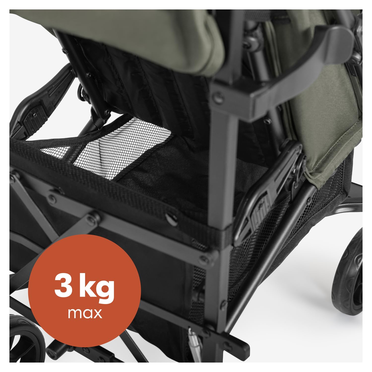 Hauck Fold N Care Olive Schirmbuggy für Kinder bis 22 kg mit Liegeposition & UV-Schutz 50+, XL Korb, EVA Räder