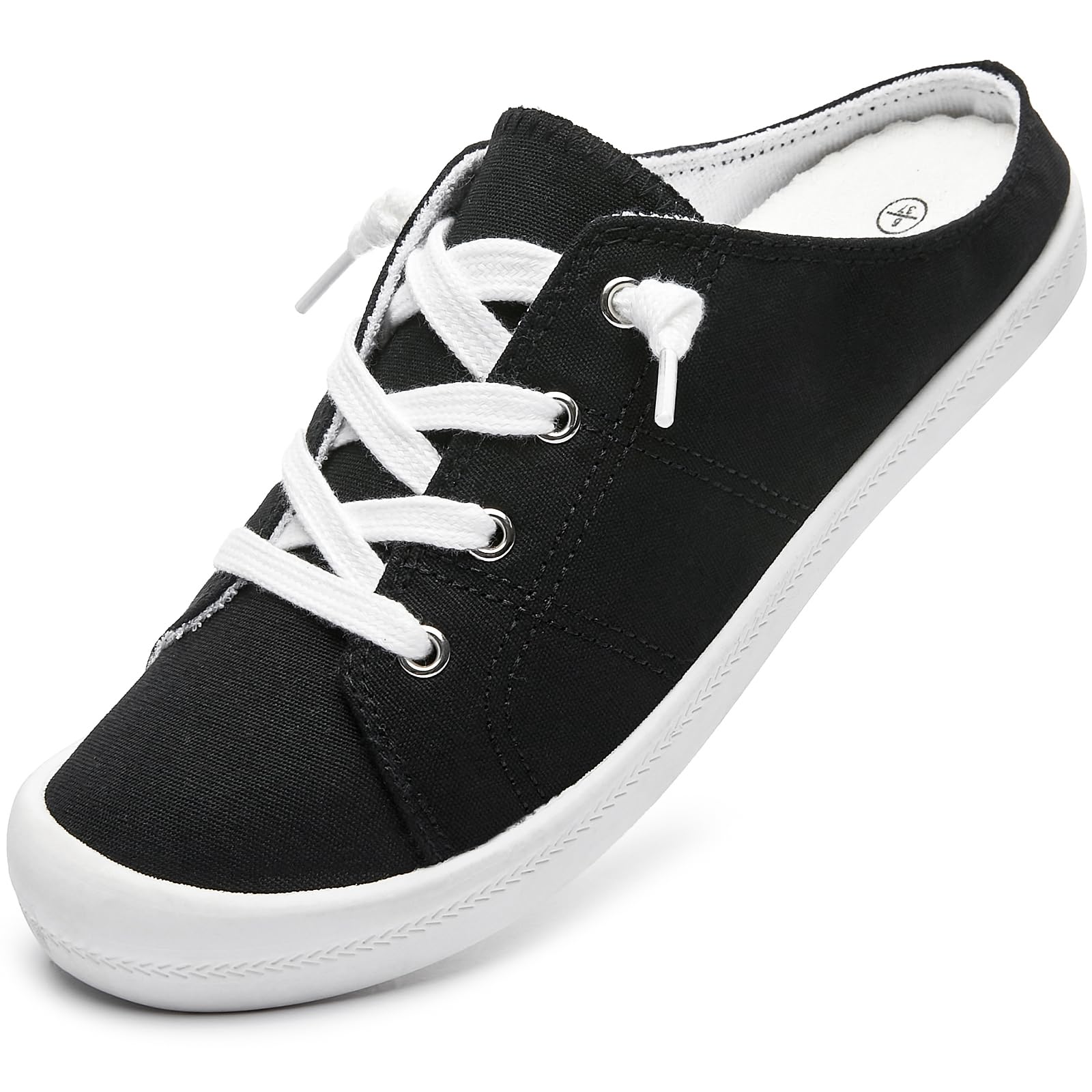 TUOPINWomens Canvas Mule Sneakers,Memory Foam Backless Sneakers,Casual Slip on Shoes for Women