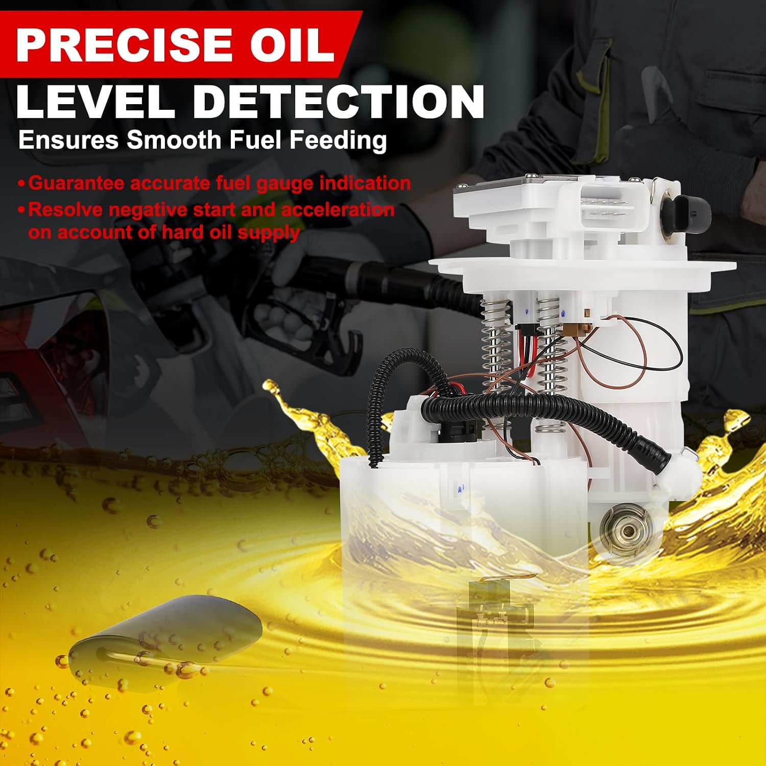 Electric Fuel Pump Module Assembly w/Sending Unit Compatible with Hyundai Sonata 2015-2019 & Kia Optima 2016-2020, 1.6L 2.0L 2.4L 3.3L, Replace# SP3087M, 31110-D5500, 31110-C2500
