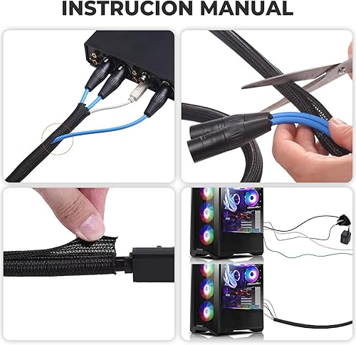 Miniatura 9 de Bandeja de organización de cables para debajo del escritorio, color negro, kit de organización de cables de 15.7 pulgadas, sin caja de taladro,