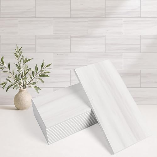 StyloVue 4 Pieces Peel and Stick Backsplash for Kitchen, 3" x 6" PVC Subway Tile 2026 Upgraded Dolomite Mist Backsplash Stick on Tile Elevate Kitchen Fireplace RV