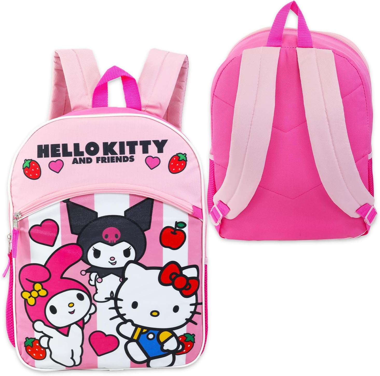 Hello Kitty and Friends Backpack with Lunch Box - Bundle with 16” Sanrio Backpack and Lunch Bag Featuring My Melody & Kuromi Plus Water Bottle, Stickers, More | Hello Kitty and Friends School Bag Set