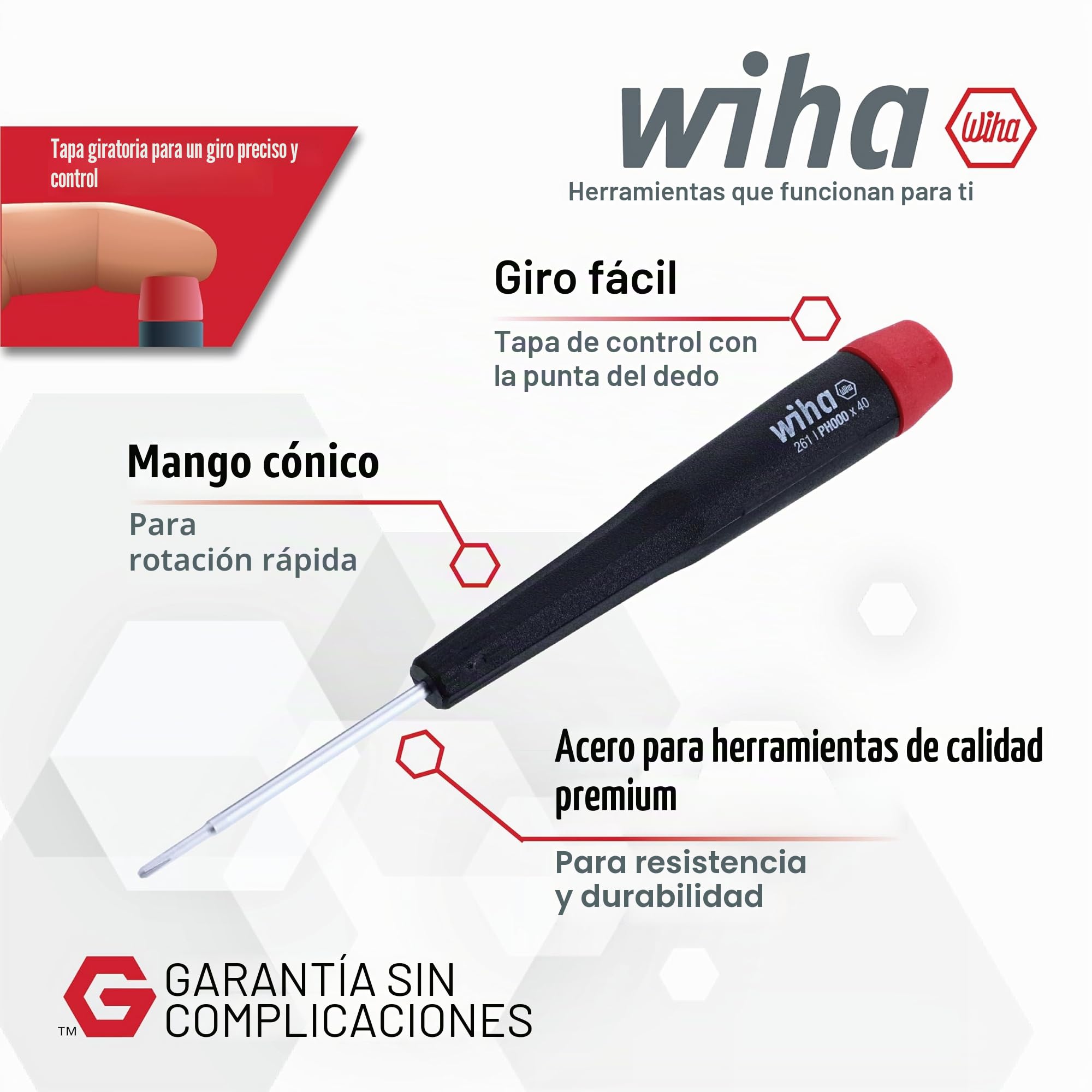 Wiha 26199 Juego de destornilladores ranurados y Phillips en bolsa de lona resistente, 8 piezas