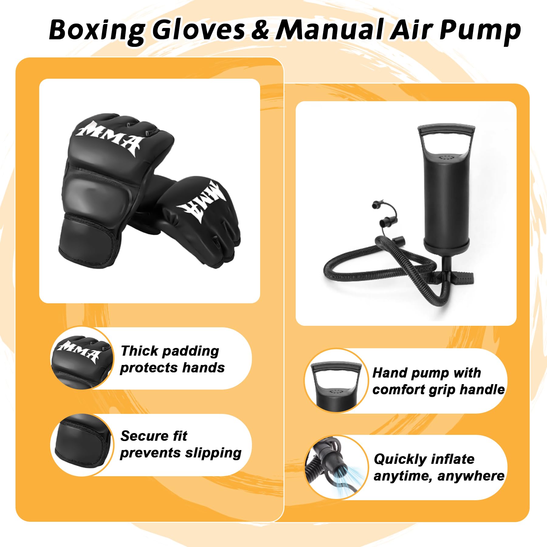 Boxeo pesado con base cuadrada, saco de boxeo, guantes de boxeo, bomba, caja de regalo premium para gimnasio en casa, MMA, fitness, saco de boxeo inflable para hombres