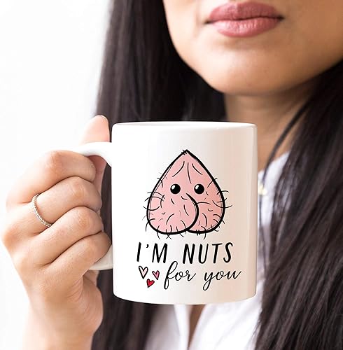 Miniatura 5 de YouNique Designs Taza con texto en inglés "I Nuts about You", taza de café de aniversario para hombres, taza de cumpleaños para novio, novia,