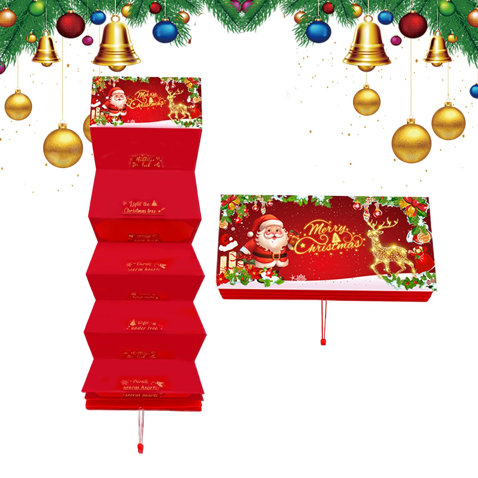 Soporte para Efectivo Navideño - Detalle para Fiestas,Sobres De Santa Navideños con 10 Bolsillos | para Hombres Mujeres Niños Niñas Adolescentes Esposa Esposo Hijo Hija Familia Amigos