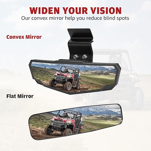 Miniatura 4 de Espejo central de visión trasera Ranger Defender, HAKA TOUGH UTV convexo amplio espejo retrovisor para Polaris Ranger 570 900 xp 1000 tripulación,