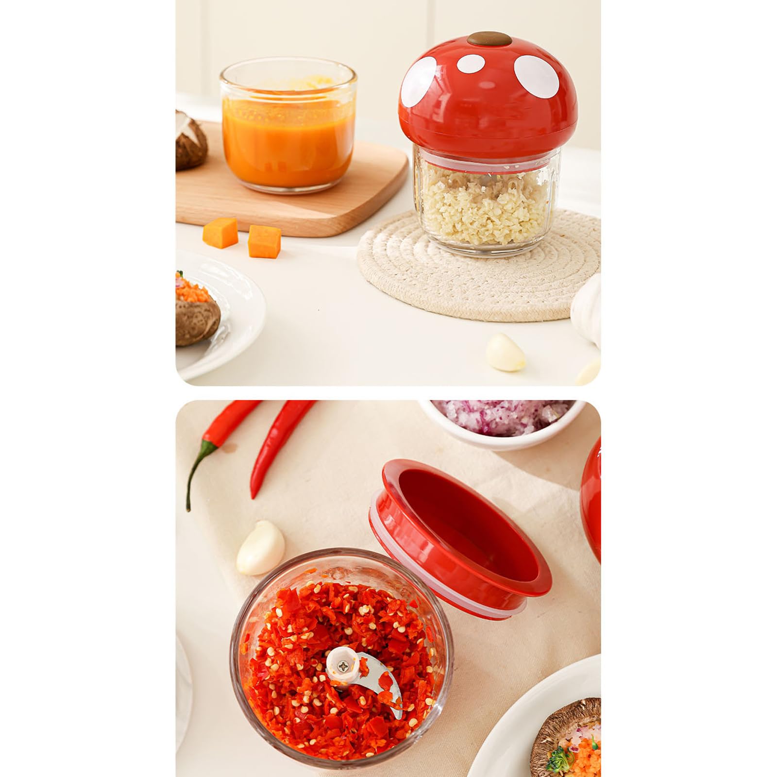 Picadoras de acero inoxidable en miniatura inalámbricas, recipiente de vidrio, picadora de carne delicada para ajo y puré de carne, licuadoras de alimentos para bebés para cocina