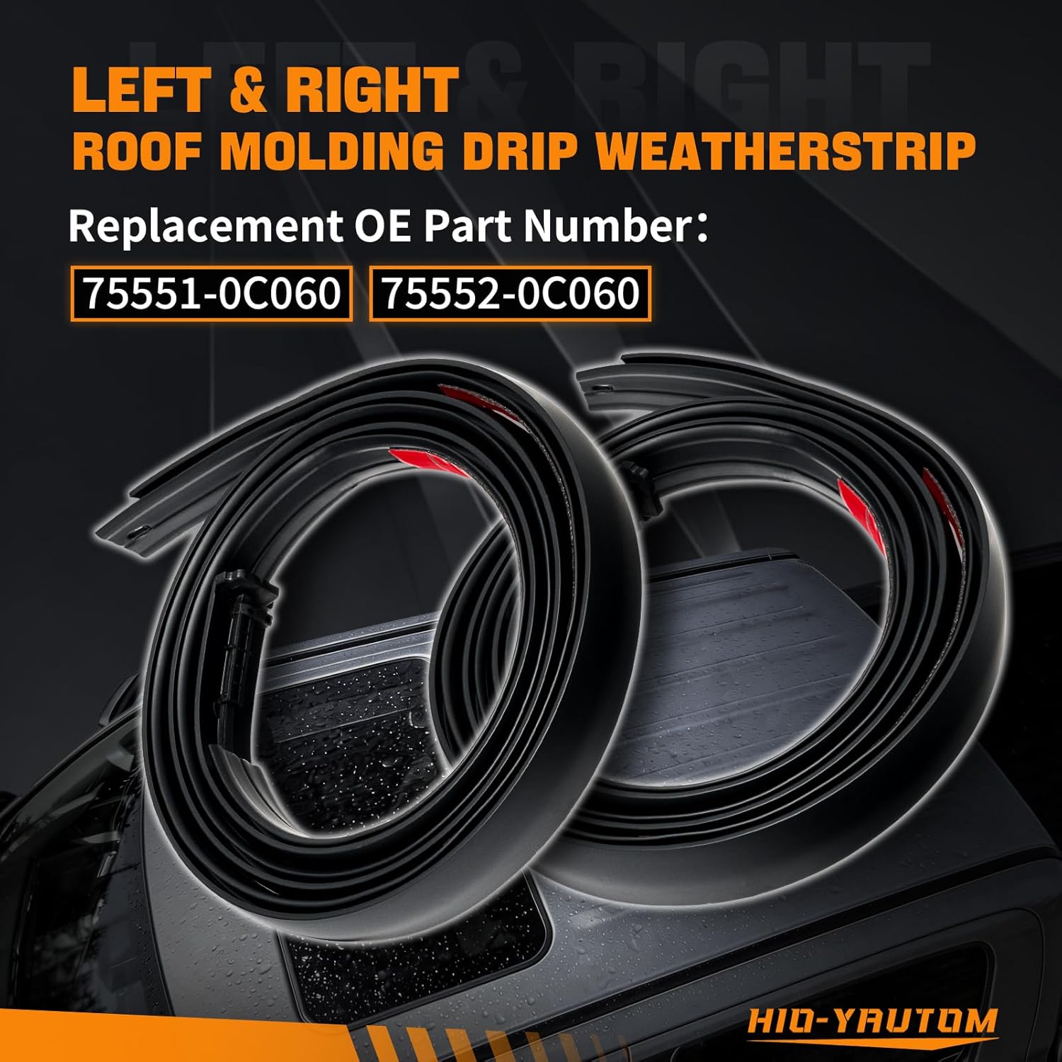 75552-0C060 2Pcs Roof Molding Drip Weatherstrip Compatible with Toyota Tundra Crewmax 2007-2021 Left & Right Roof Molding Trim Seal Kit Replacement for 75552-0C060 75551-0C060 (Not Fit Double Cab)