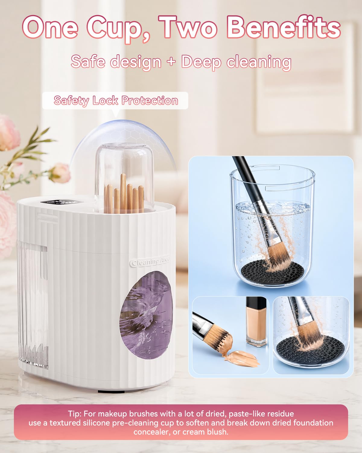 Pulitore e asciugatrice elettrico 3 in 1 per pennelli da trucco, macchina automatica per la pulizia profonda con centrifuga e conservazione antipolvere, alimentazione USB, adatta a pennelli di