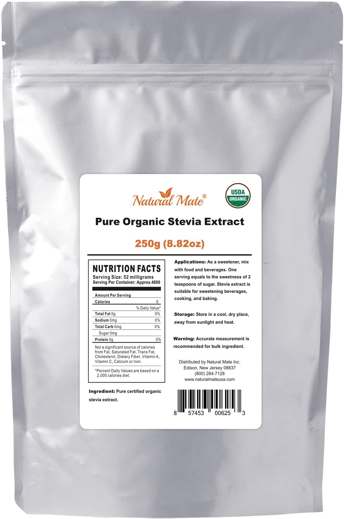 Pure Organic Stevia 250 Gram