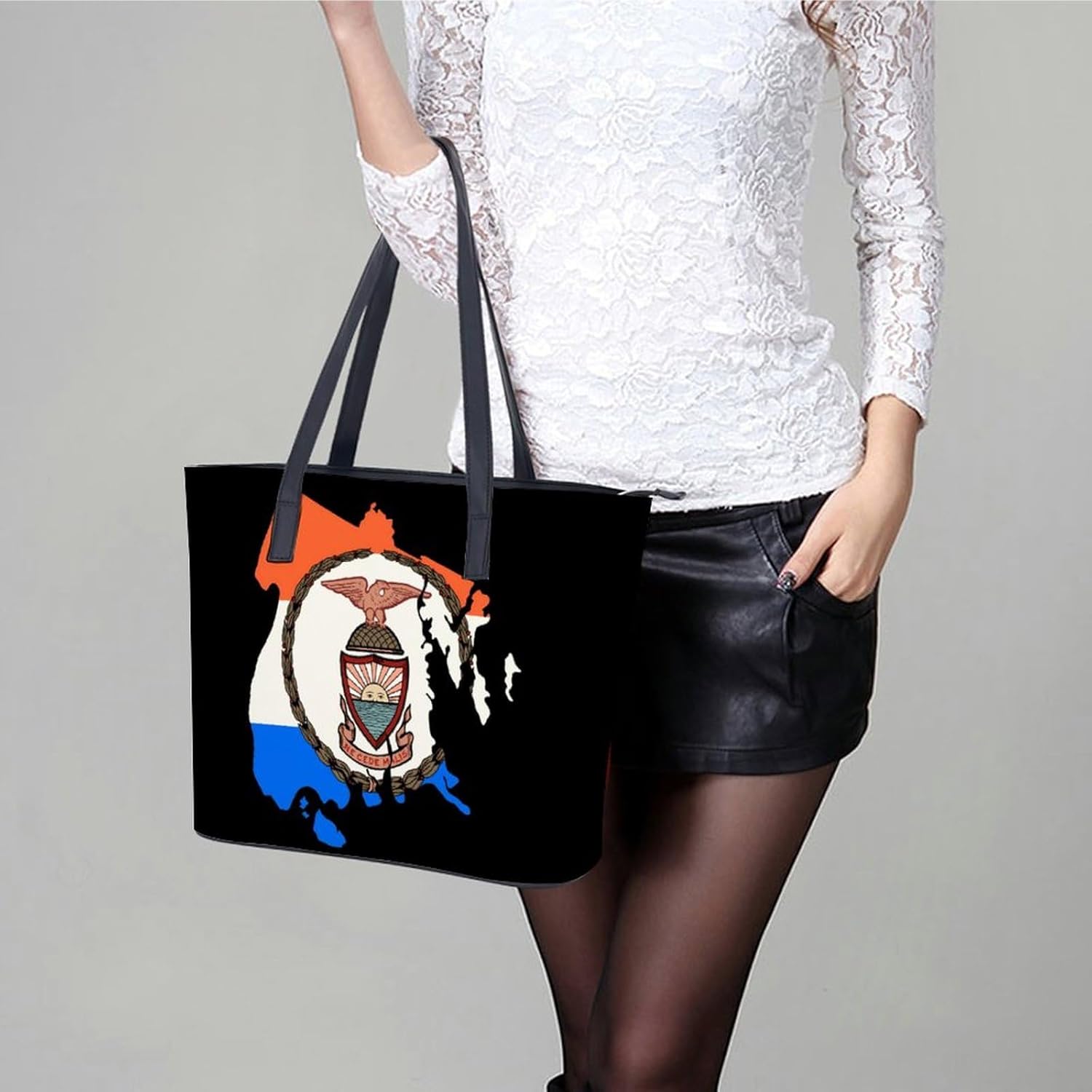 Flag Map of Bronx County New York Women's Satchel Handbags Tote Shoulder Bag Purses for Travel Shopping Work