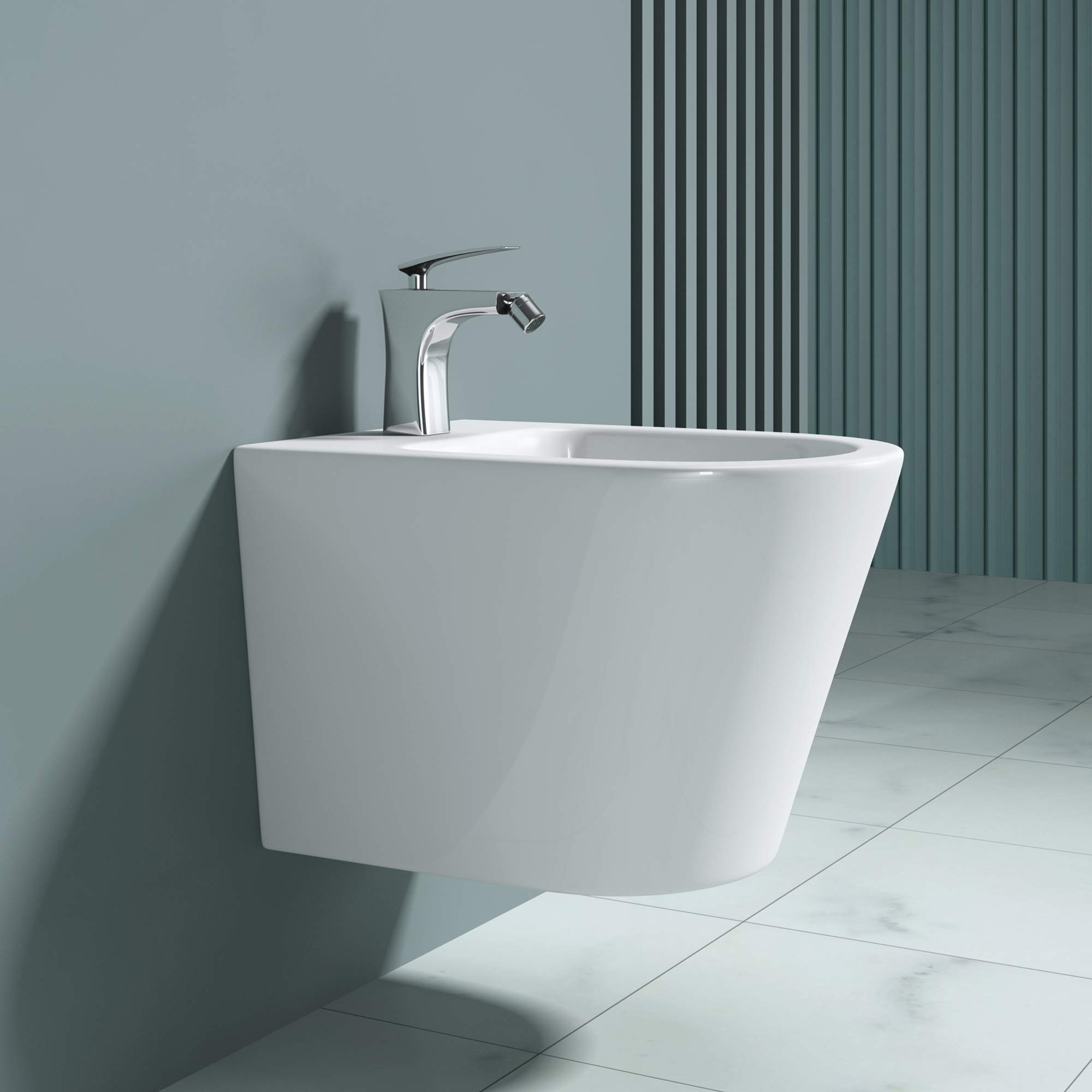doporro Inodoro Bidé 36x51,5x34,5cm diseño Düren108 en blanco fabricado en cerámica Bidé suspendido con rebosadero y revestimiento para fácil limpieza