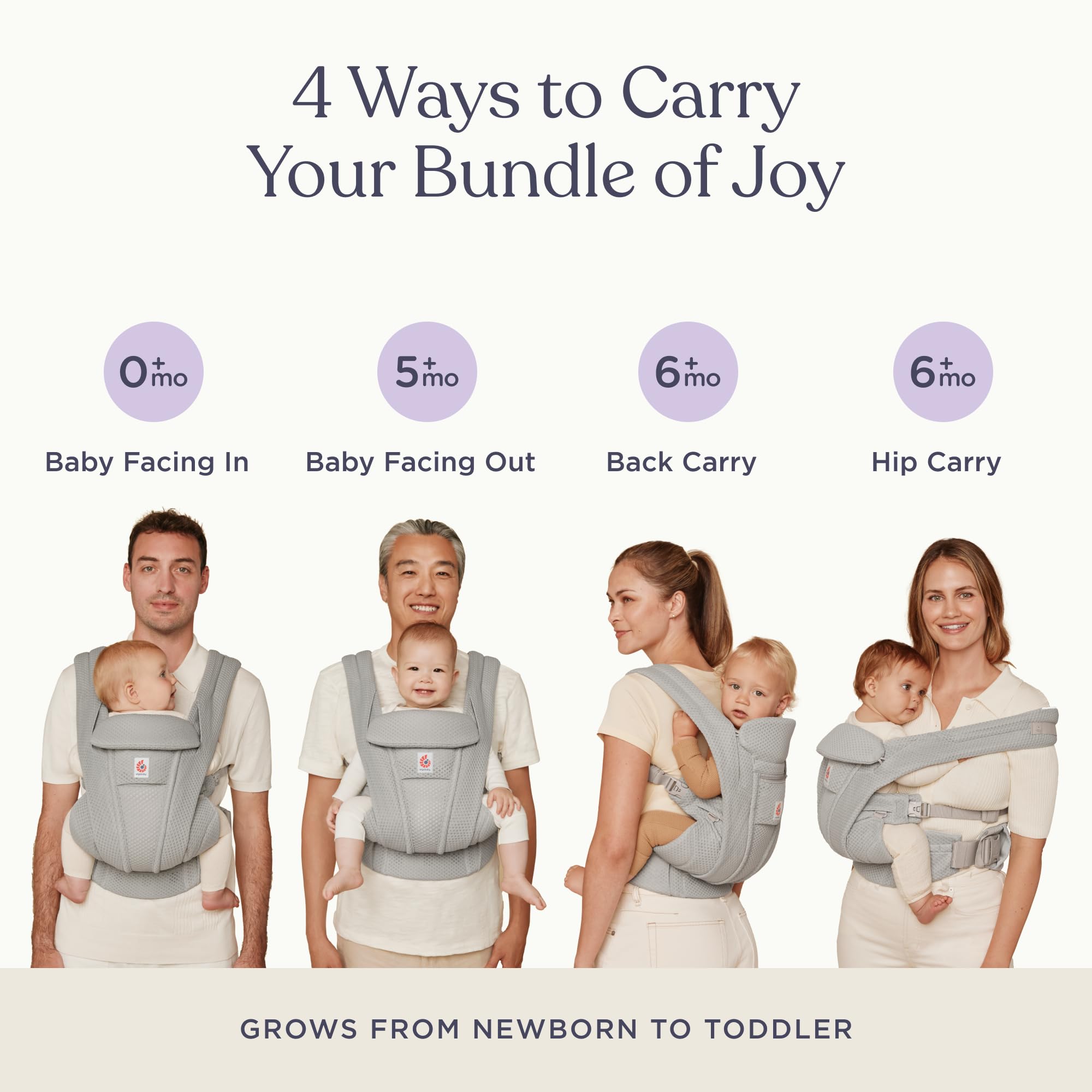 Ergobaby Omni Deluxe All-in-One Baby Carrier for Newborns from Birth up to 20kg, Ergonomic 4-Position mesh Baby Carrier Back Carrier Travel System, Graphite Grey — view 5