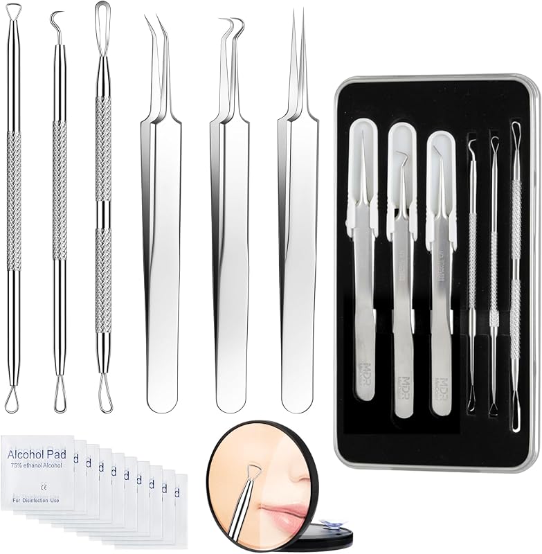 Kit Meidaier com 6 ferramentas para remoção de cravos, estojo e lupa