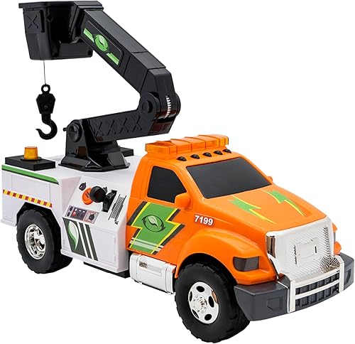 Miniatura 8 de Action Drive - Camión de remolque interactivo de 16 pulgadas con luces y sonidos, cabrestante motorizado, acción de accionamiento de movimiento,